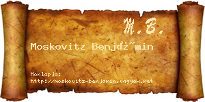 Moskovitz Benjámin névjegykártya